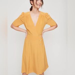 ARITZIA Wilfred Silk Wrap Dress in Cairo Gold Size 4
